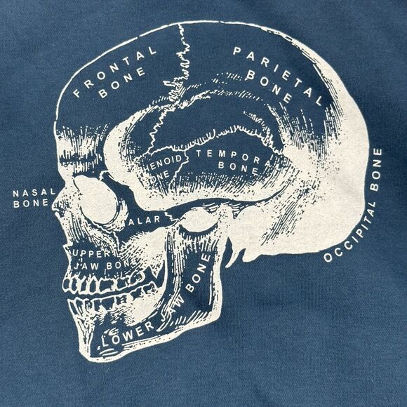 Hell Bunny Wake Up Skull Bomber Jacket 2XL 14 US Blue Goth Rockabilly Retro - Picture 3 of 12